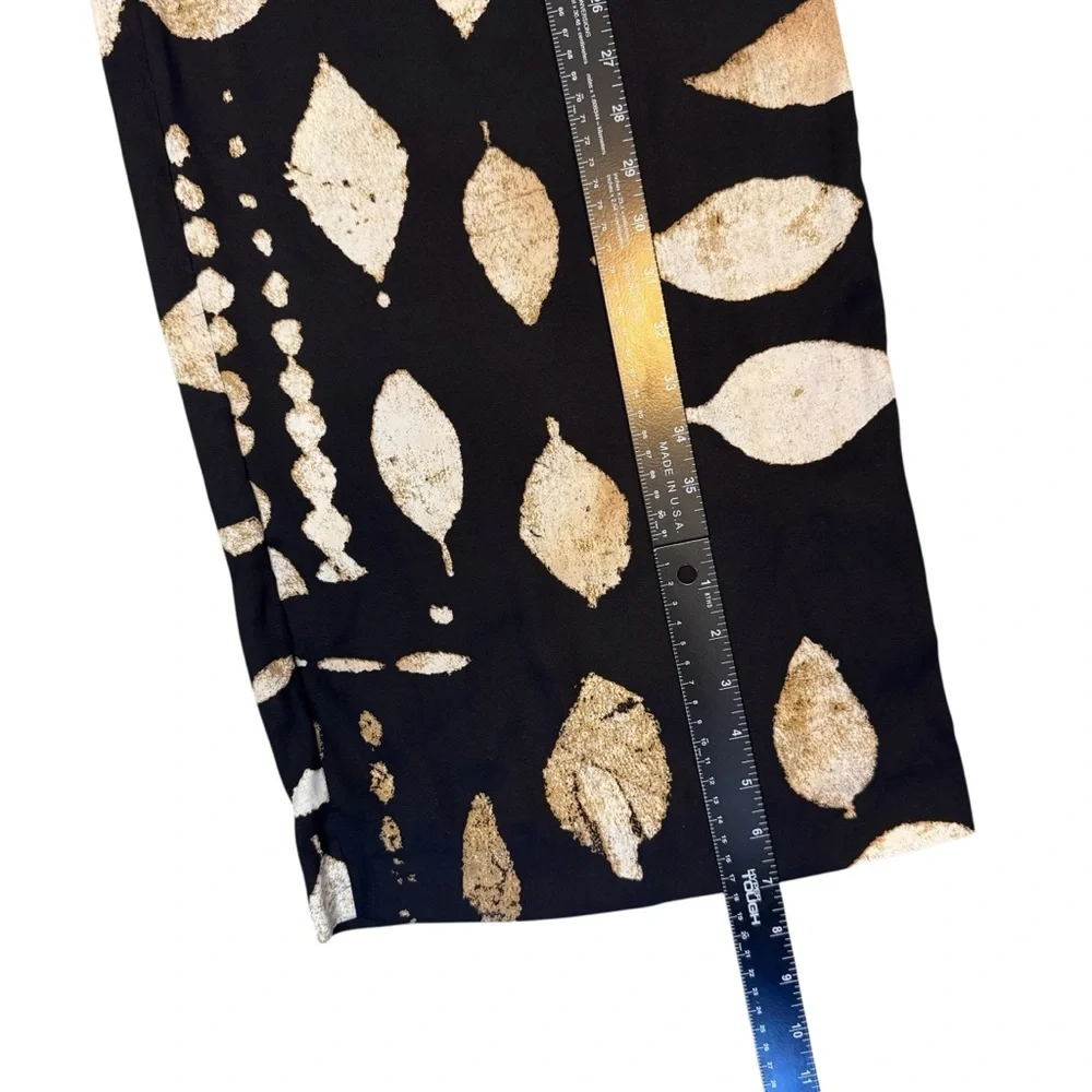 NWT Banana Republic Silky Black and Tan Leaf Print Wide Leg Women's Pants Size 8 - Picture 9 of 11